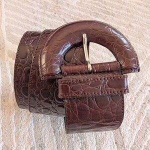 Vintage Brown Crocodile Embossed Waist Belt
